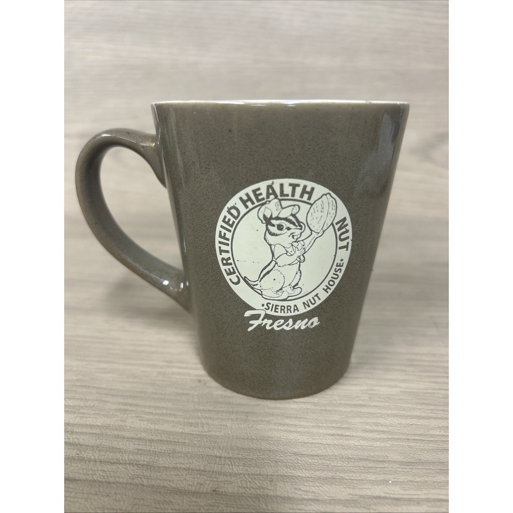 Squirrel Certified Health Nut Mug Sierra Nut House Fresno Tan Brown